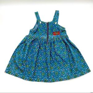 🌸 Badge Printed Chambray Dress Overalls